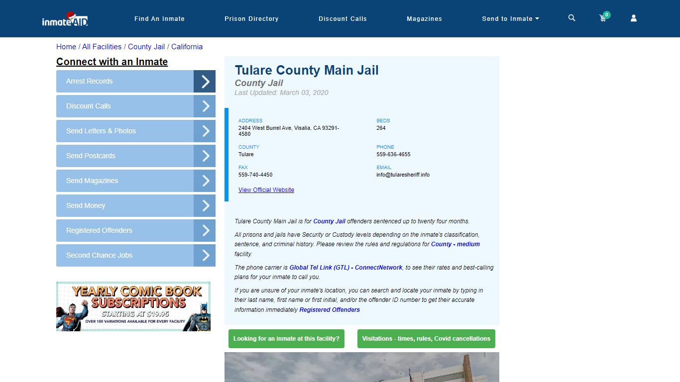Tulare County Main Jail - Inmate Locator - Visalia, CA